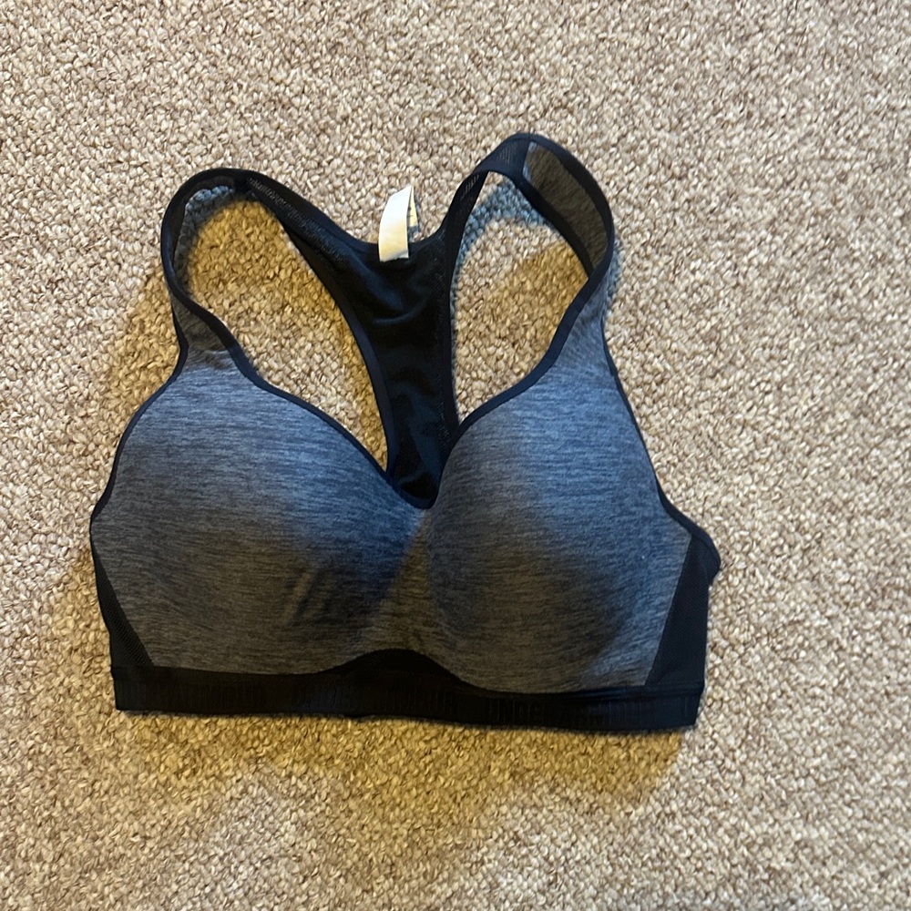 Under Armour Heathered Gray and Black Sports Bra